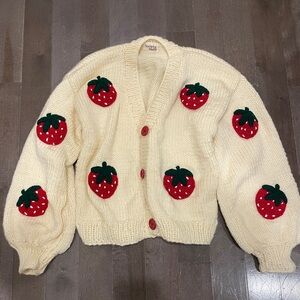 Handmade Strawberry Knit Cardigan